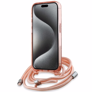 Karl Lagerfeld IML Crossbody Monogram Karl & Choupette Head MagSafe Suojakuori iPhone 15 / 14 / 13:lle - vaaleanpunainen