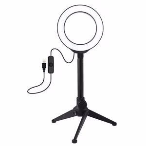 LED-rengaslamppu 12 cm pöytäjalustan kiinnikkeellä enintään 21,8 cm, USB