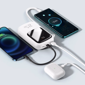 Baseus Power Bank 20000mAh Qpow Pro - USB + C-tyyppi - PD 22,5W C-tyypin kaapelilla (PPQD060302) valkoinen