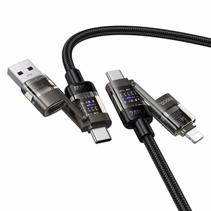 Hoco U151 kaapeli 4in1 USB A/C - USB C/Lightning 240W 1,2 m musta