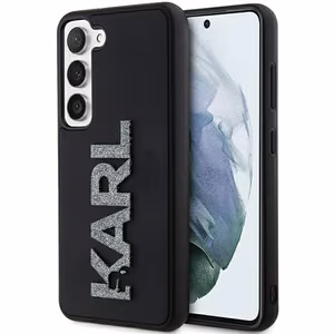 Karl Lagerfeld 3D Rubber Glitter Logo Suojakuori Samsung Galaxy S24:lle - musta
