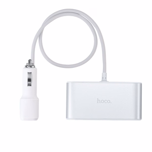 Hoco Z13 auton pistorasian haarukka 2 USB-portilla ja 3 pistokkeella