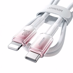 Joyroom S-A42 Crystal-Clear Series 30W USB-C - Lightning -kaapeli 1,2 m - valkoinen