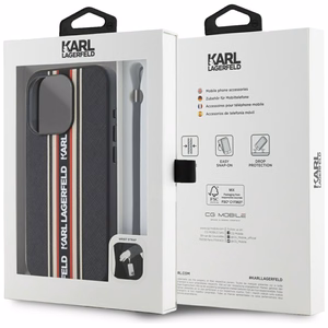 Karl Lagerfeld Saffiano Athleisure Stripes Cord Suojakuori iPhone 15 Pro:lle - punainen