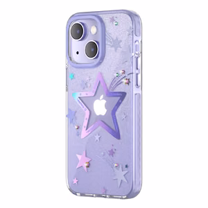 Kingxbar Heart Star Series tapauksessa iPhone 14 Plus violetti tähti tapauksessa
