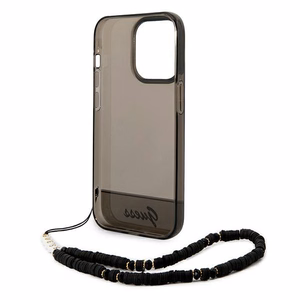 Guess GUHCP14XHGGCOHK iPhone 14 Pro Max 6,7 "musta / musta kovakotelo läpikuultava Pearl hihna