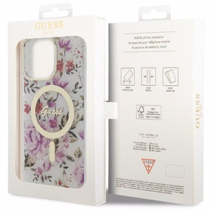Guess GUHMP14LHCFWST iPhone 14 Pro 6.1 läpinäkyvä suojakuori Flower MagSafe