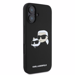 Karl Lagerfeld Silikoninen Nauble Heads Print MagSafe Suojakuori iPhone 16 Plus:lle - Musta