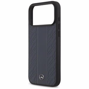 Mercedes Leather Laurel Leaves Stripes MagSafe -suojakuori iPhone 17 Pro Max - sininen
