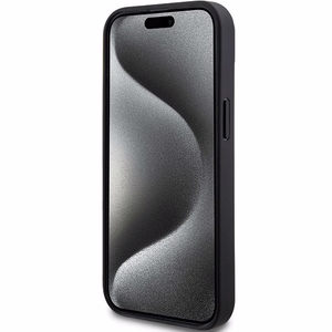 DKNY Nahkainen Mono Raita ja Metallinen Logo Suojakuori iPhone 15/14/13:lle - musta