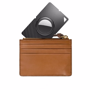 Carbon-pattern card case for Apple AirTag – black