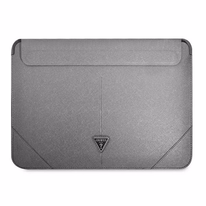 Guess Saffiano Triangle Logo suojakuori 14 tuuman kannettavalle - hopeinen