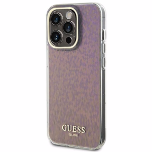 Guess GUHCP15XHDECMP iPhone 15 Pro Max 6,7 vaaleanpunainen/vaaleanpunainen kovakuori IML Faceted Mirror Disco Iridescent