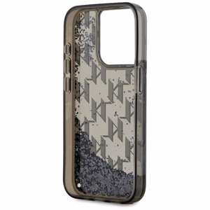 Karl Lagerfeld Liquide Glitter Monogram Gradient Suojakuori iPhone 15 Pro Max:lle - musta