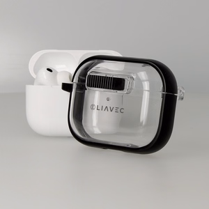 Liavec SlideLock Case for Apple AirPods Pro 3 transparent-black