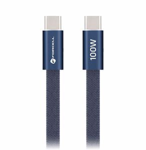 Kaapeli USB-C - USB-C Forcell F-Energy QC4.0 PD 5A 100 W Cafule Flat 1,2 m CCFN23 tummansininen