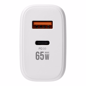 VEGER-puhelimen laturi, USB-A + Type-C, PD, QC3.0, 3,25 A, 65 W + USB-C–USB-C-kaapeli TR67, valkoinen