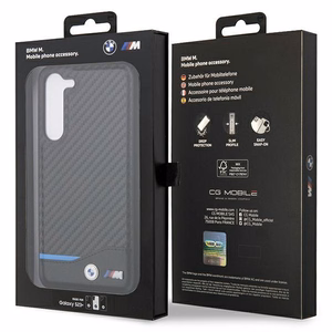 BMW Nahkainen Carbon Suojakuori Samsung Galaxy S23+:lle - musta