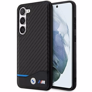 BMW Nahkainen Carbon Suojakuori Samsung Galaxy S23+:lle - musta