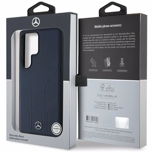 Mercedes Nahkainen Debossed Lines MagSafe Suojakuori Samsung Galaxy S25 Ultralle - sininen
