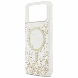 GUESS Resin Bottom Glitter MagSafe -suojakuori iPhone 17 Pro Max - kulta