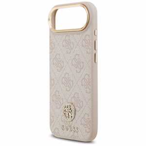 GUESS 4G Strass Logo & Big Strap Metal Buttons MagSafe Suojakuori iPhone 17 Airille - vaaleanpunainen
