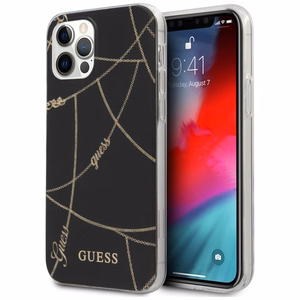 Guess Gold Chain Collection iPhone 12 Pro Max 6.7" Suojakuori - musta