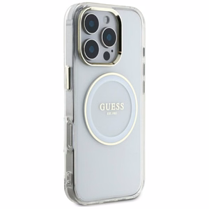 Guess IML Metal Colored Circle Classic Logo MagSafe Suojakuori iPhone 16 Pro Max:lle - valkoinen