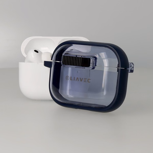 Liavec SlideLock Case for Apple AirPods Pro 3 transparent-blue