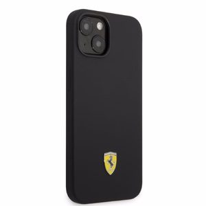 Ferrari FEHMSIP14SBK iPhone 14 6.1" musta/musta kova Silikoninen Metal Logo Suojakuori Magsafe