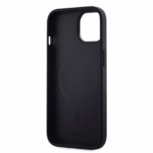 DKNY Nahkainen Checkered Mono Pattern MagSafe Suojakuori iPhone 15 Plus / 14 Plus:lle - Musta