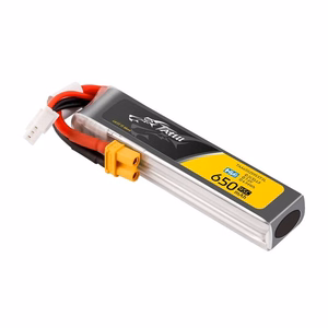 Lipo-akku Tattu 2s 650 mAh 95C 7,6 V HV, XT30-liittimellä, pitkä malli