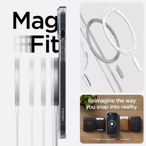 Spigen Ultra Hybrid Mag -kotelo MagSafella iPhone 14 Plus -puhelimelle - kirkkaanharmaa