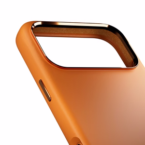 Puro Icon Mag Pro nestesilikoninen Suojakuori iPhone 17 Pro:lle, MagSafe -yhteensopiva, kamerasuojauksella ja alumiinipainikkeilla - oranssi