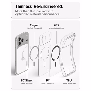 Spigen Ultra Hybrid MagSafe -suojakuori iPhone 18 Pro / 17 Pro -malleille, läpinäkyvä grafiitinharmaa
