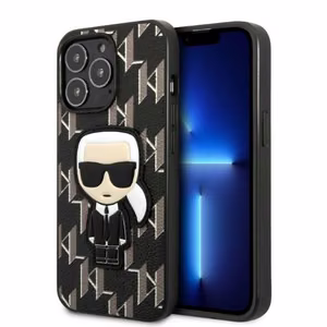 Karl Lagerfeld KLHCP13LPMNIKBK iPhone 13 Pro / 13 6.1" kovakuori musta/musta Monogram Ikonik Patch