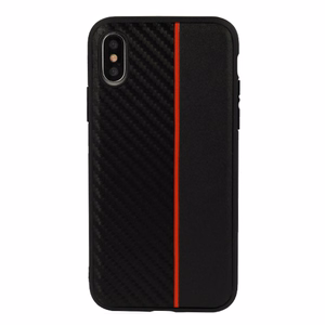 Moto Carbon Suojakuori Samsung Galaxy A6 Plus 2018:lle - musta punaisella raidalla