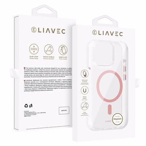 Liavec Glossy Magsafe Kirkas Suojakuori iPhone 13 Pro:lle vaaleanpunainen