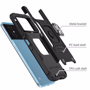 Wozinsky Ring Armor tapauksessa Samsung Galaxy A03 panssaroitu kansi magneettinen haltija rengas musta