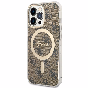 Set Guess GUBPP13LH4EACSW suojakuori + laturi iPhone 13 Pro ruskea/ruskea kova suojakuori 4G Print MagSafe