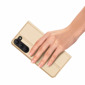 Dux Ducis Skin Pro Suojakuori Samsung Galaxy S23+:lle - läppäkuori korttilompakko jalusta kultainen