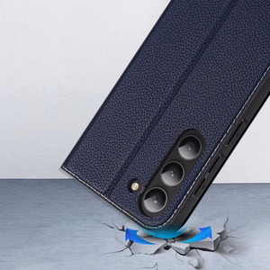 Dux Ducis Skin X2 Suojakuori Samsung Galaxy S23+ läppäkotelo lompakko jalusta sininen