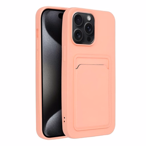 Suojakuori iPhone 15 PRO MAX:lle Card Case vaaleanpunainen