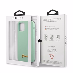 Guess Metal Logo Script kotelo iPhone 12 Pro Max 6.7" - vihreä