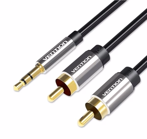Vention 3,5 mm pistoke – 2xRCA pistoke äänikaapeli 2 m, musta metalli