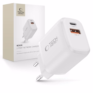Tech-Protect NCA30 PD 30W QC3.0 USB-A / USB-C Wall Charger - White