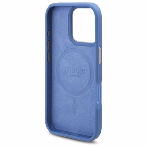Guess 4G Logo Plate MagSafe Suojakuori iPhone 16 Pro:lle - sininen