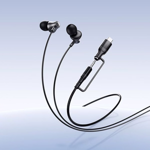 Hoco M119A -langalliset mikrofonilliset kuulokkeet, 3,5 mm:n / USB-C-liitin, mustat