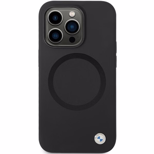 BMW BMHMP14LSILBK2 Suojakuori iPhone 14 Pro:lle - musta Signature Liquid Silicone MagSafe