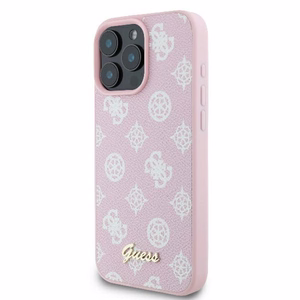 Guess Peony Script Logo MagSafe Suojakuori iPhone 16 Pro:lle - vaaleanpunainen